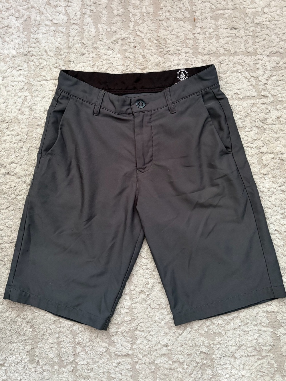 Volcom Men's Charcoal Performance Flat-Front Shorts 28